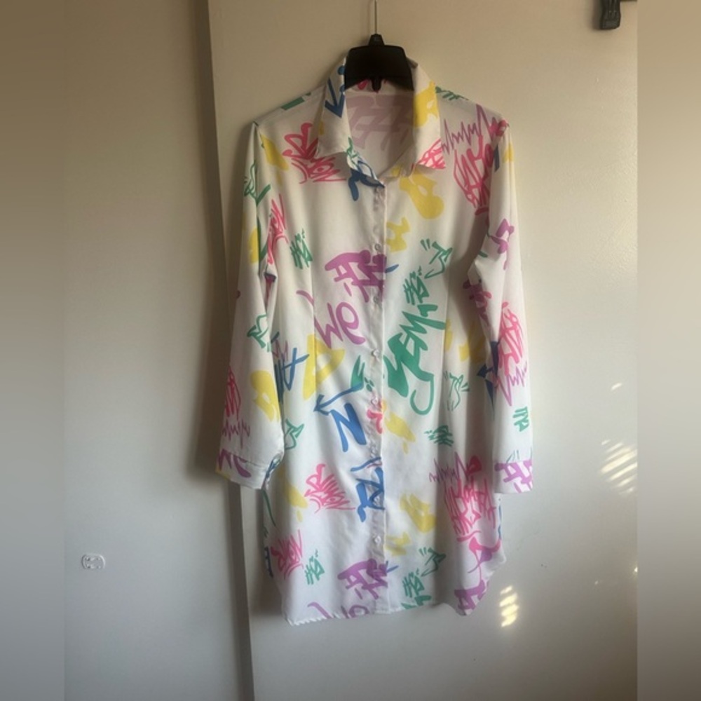 Colorful Graffiti Print Midi Dress